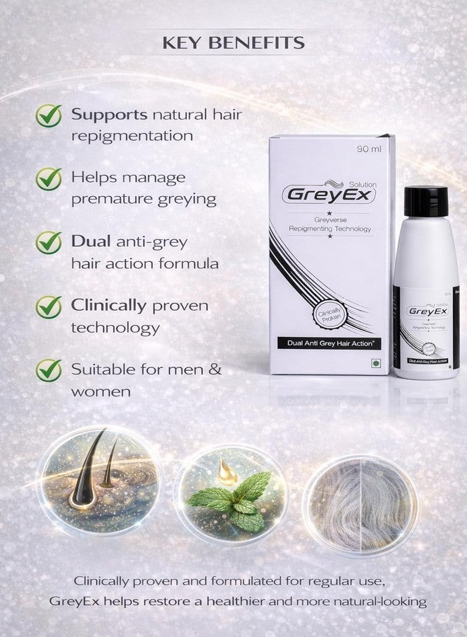 Greyx Solution 30ml | Advanced Grey-verse Repigmenting Technology | Clinically Proven Dual Hair Action | Prevents Premature Greying | Unisex Hair Serum - Image 4