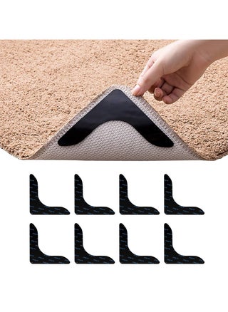 Black L Shape Rug Gripper Rug Tape 8 Pcs Double Sided Anti Curling Non Slip Reusable Rug Pad for Hardwood Floors, Carpets, Floor Mats in Place & Make Corner Flat and Easily Peel Off - pzsku/ZB8427B3ED16DB5AB18EEZ/45/_/1718183786/4568166c-2374-44a2-a9ad-b29c1e35dea9