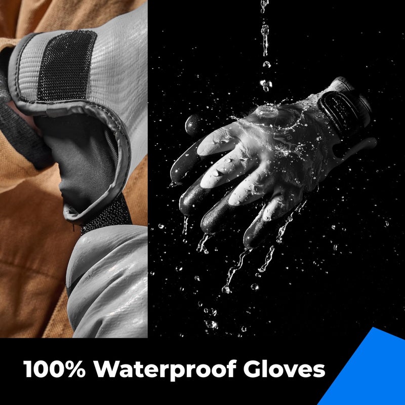 toolant 100% Waterproof Gloves for Men and Women, Winter Work Gloves for Cold Weather, Touchsreen, Thermal Gloves for Freezer Work, Fishing and Gardening, With Grip, Grey, X-Large - Image 2