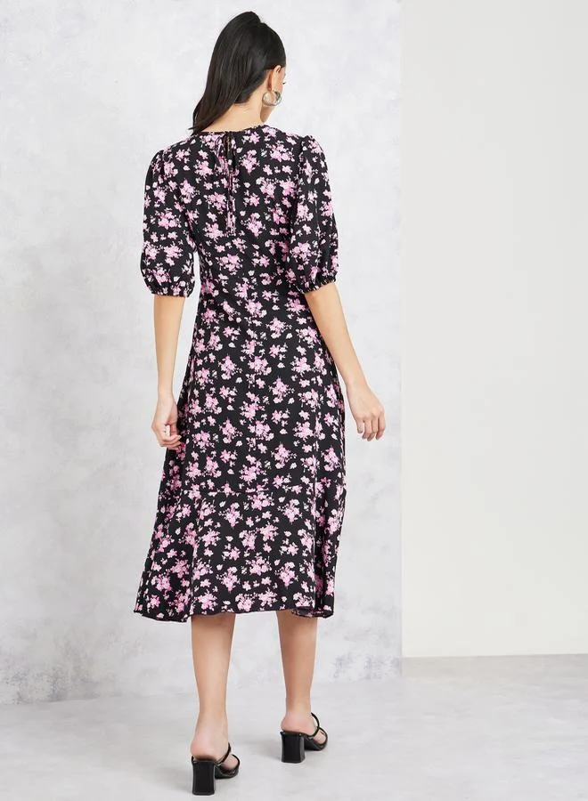 Styli Floral Print Midi Dress