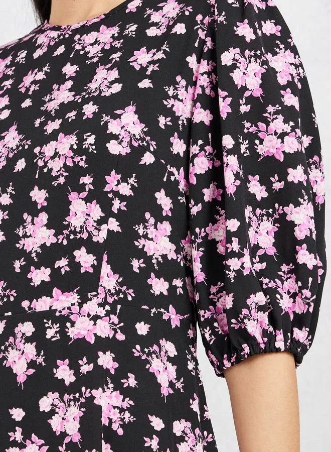 Styli Floral Print Midi Dress