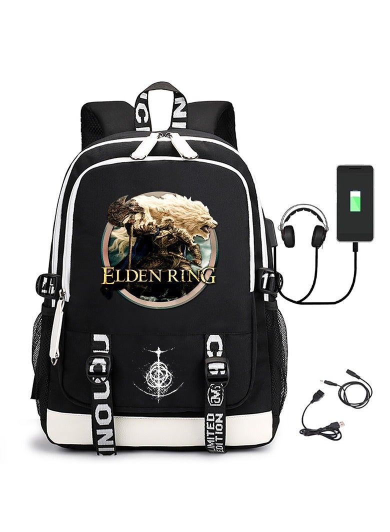 Elden Ring Teen School Bag Men's and Women's Backpack Travel Bag, Elden Ring Character Print Personality Casual Sports Backpack