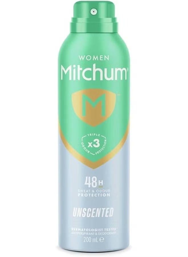 Unscented Women Triple Odor Defense 48HR Protection Aerosol Deodorant & Anti-Perspirant 200 ml