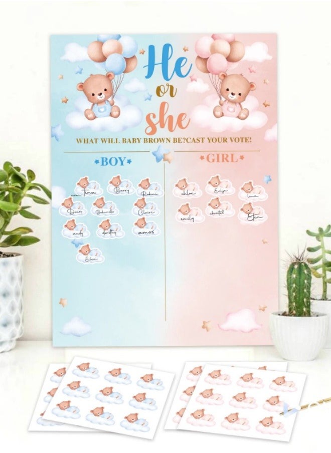 Generic Baby Gender Reveal Board, Party Supplies Kit with Decorations Games Voting Poster Board Stickers, Chalkboard Design  - Image 2
