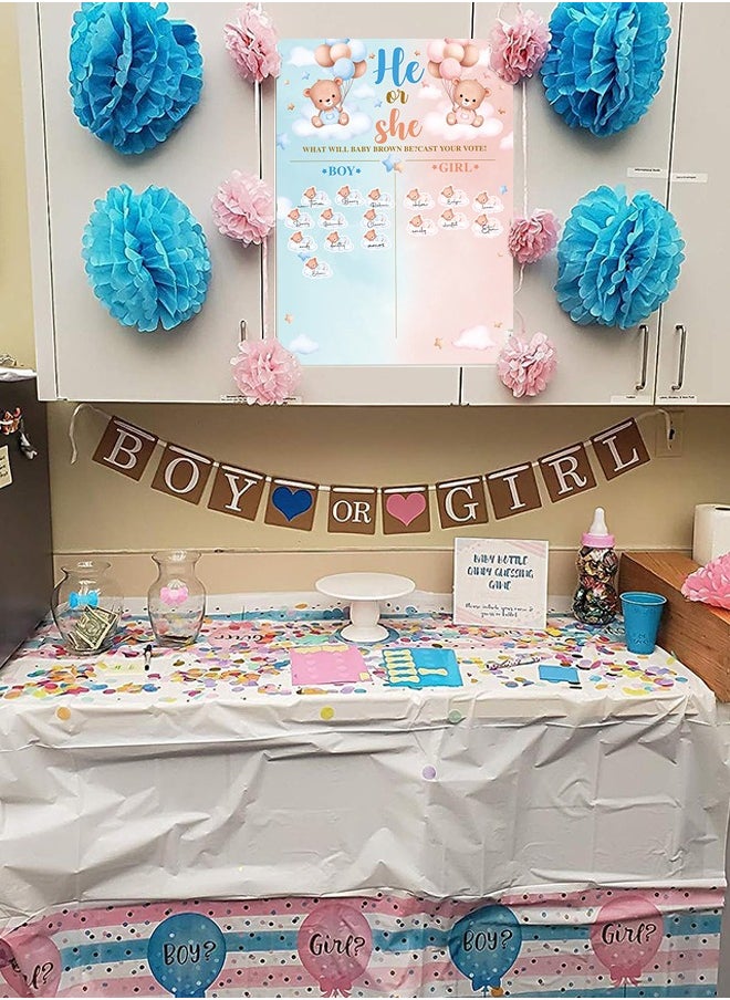 Generic Baby Gender Reveal Board, Party Supplies Kit with Decorations Games Voting Poster Board Stickers, Chalkboard Design  - Image 4