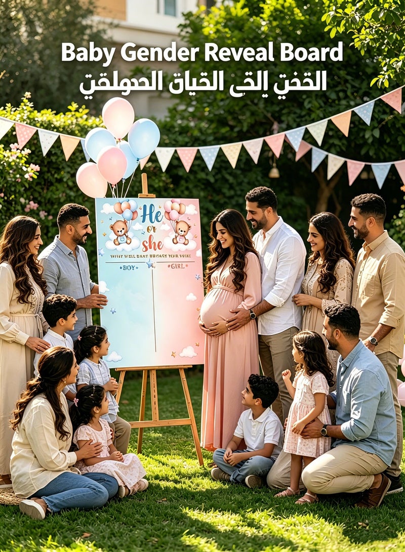 الجنس الرضيع عرض لوحة الاقتراع 58 × 42 سم، تصميم لوحة، 36 ملصقات قصت مسبقًا، له أو لها لعبة الألغاز، حفلة حمام الطفل ديكور & تذكارات لا تنسى للآباء الجدد - Image 4