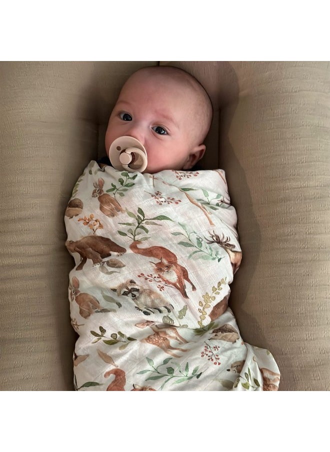 LifeTree Muslin Swaddle Blankets Neutral, Woodland Baby Swaddling Wrap Nursery Receiving Blanket For Boys & Girls Unisex, Soft 70% Viscose From Bamboo And 30% Cotton, Large 47 X 47 Inches  - Image 2