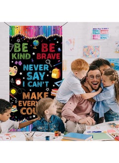 AODELAN 3x6ft Never Say I Can't Door Banner Backdrop 2024 Graduation Motivational Back to School Background Blackboard Rainbow Pencil Kid Classroom School Hallway Sign Decor  - Image 2