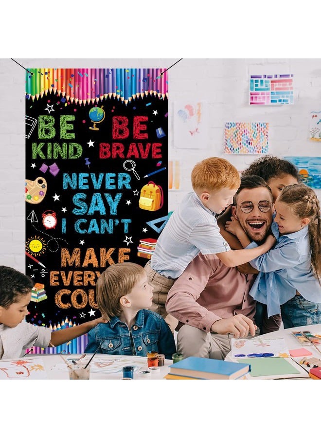 AODELAN لا تقل لا أستطيع لافتة باب خلفية 3x6 قدم تخرج 2024 تحفيزية العودة إلى المدرسة خلفية سبورة قوس قزح قلم ديكور فصل دراسي مدرسة ممر - Image 2