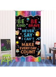 AODELAN 3x6ft Never Say I Can't Door Banner Backdrop 2024 Graduation Motivational Back to School Background Blackboard Rainbow Pencil Kid Classroom School Hallway Sign Decor  - Image 4