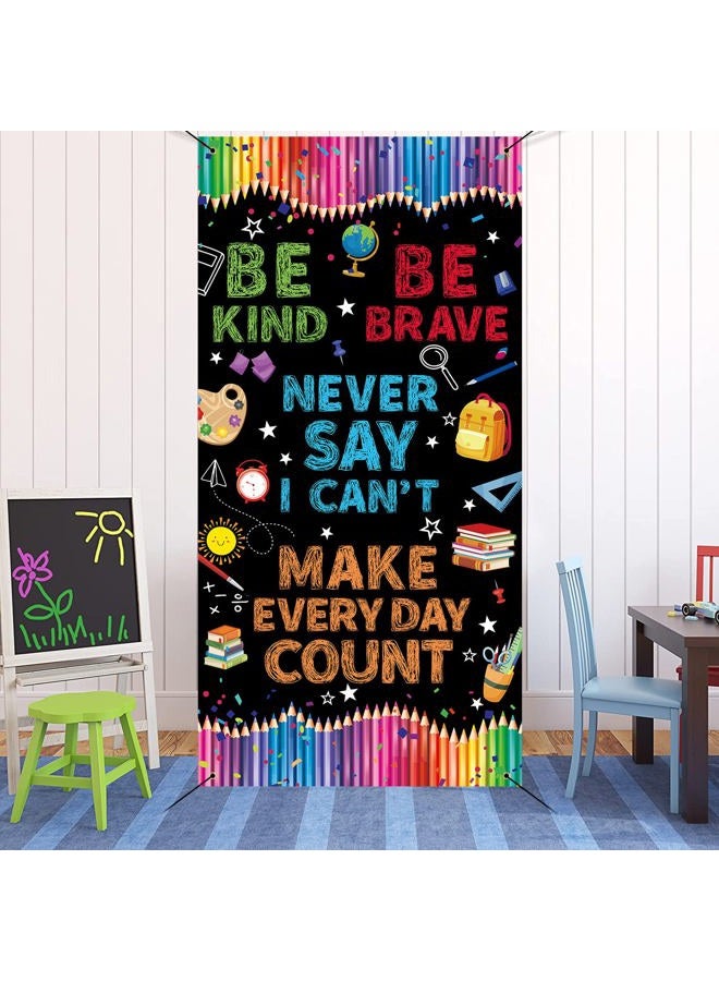 AODELAN لا تقل لا أستطيع لافتة باب خلفية 3x6 قدم تخرج 2024 تحفيزية العودة إلى المدرسة خلفية سبورة قوس قزح قلم ديكور فصل دراسي مدرسة ممر - Image 4