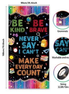 AODELAN 3x6ft Never Say I Can't Door Banner Backdrop 2024 Graduation Motivational Back to School Background Blackboard Rainbow Pencil Kid Classroom School Hallway Sign Decor  - Image 5