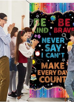 AODELAN 3x6ft Never Say I Can't Door Banner Backdrop 2024 Graduation Motivational Back to School Background Blackboard Rainbow Pencil Kid Classroom School Hallway Sign Decor  - Image 3