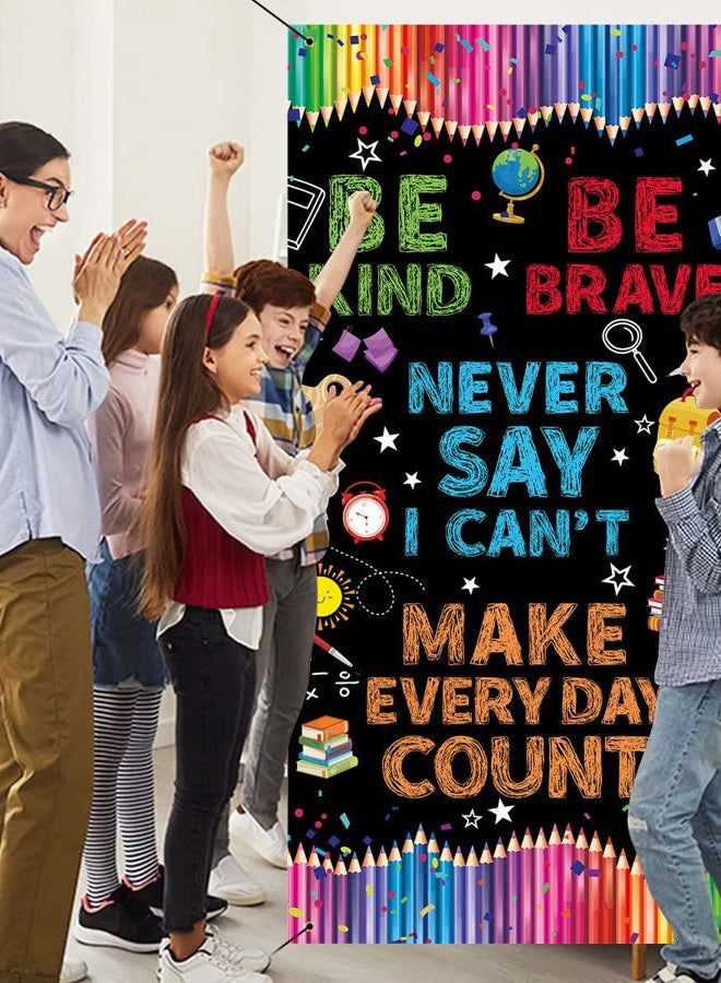 AODELAN لا تقل لا أستطيع لافتة باب خلفية 3x6 قدم تخرج 2024 تحفيزية العودة إلى المدرسة خلفية سبورة قوس قزح قلم ديكور فصل دراسي مدرسة ممر - Image 3