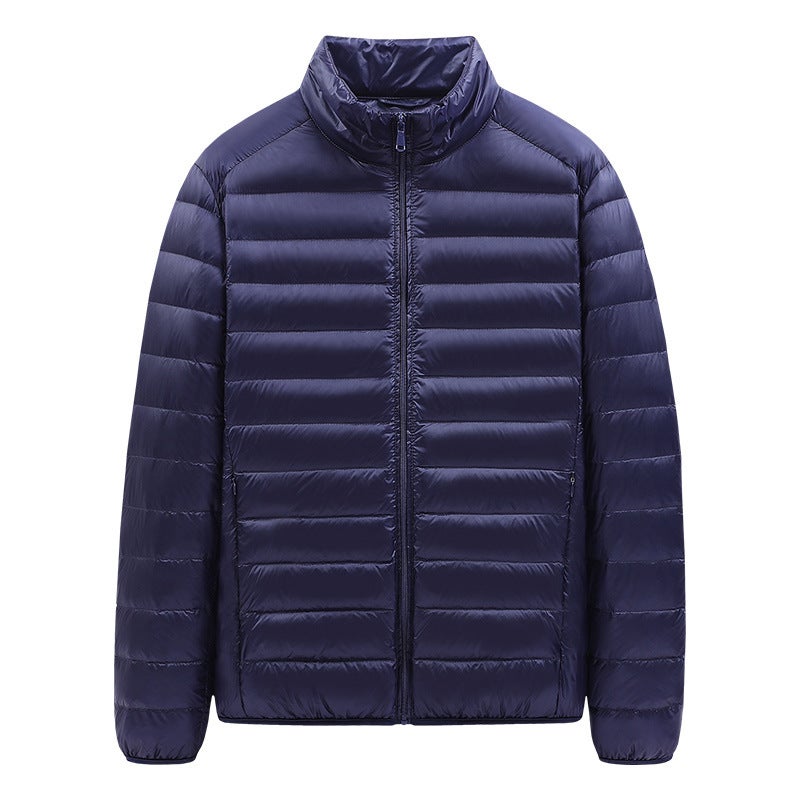 2023 Winter plus size mens down cotton-padded jacket short lightweight cotton-padded jacket work clothes labor protection small cotton-padded jacket mens jacket Navy blue - Image 1