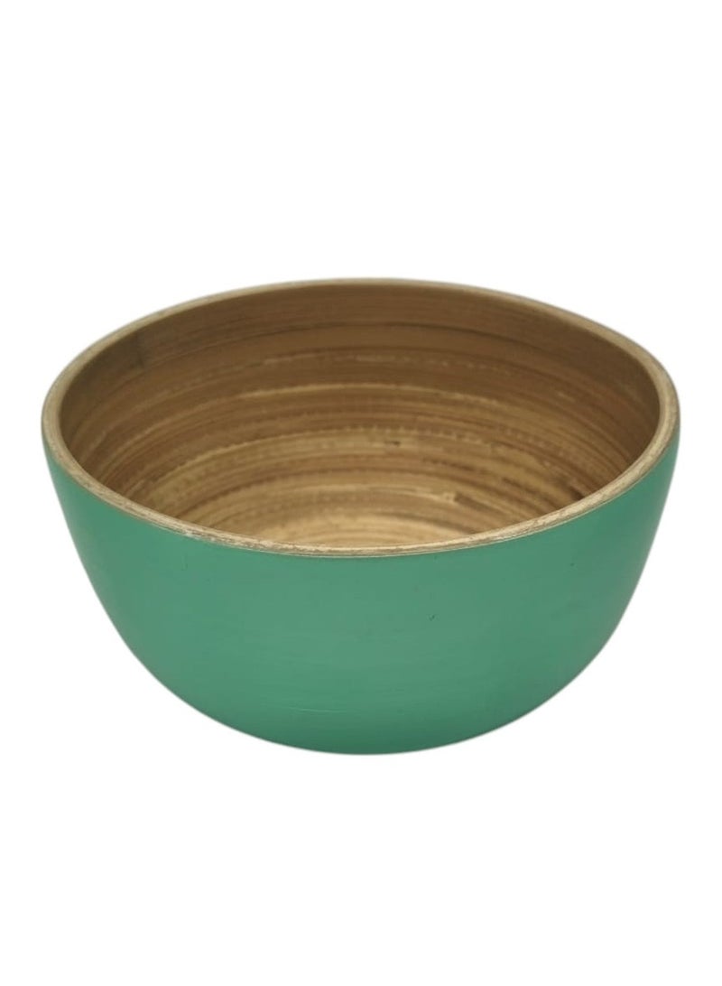 AKDC Modern Bamboo Round Serving Bowl-12cmX6cm-Green&Bamboo - Image 3
