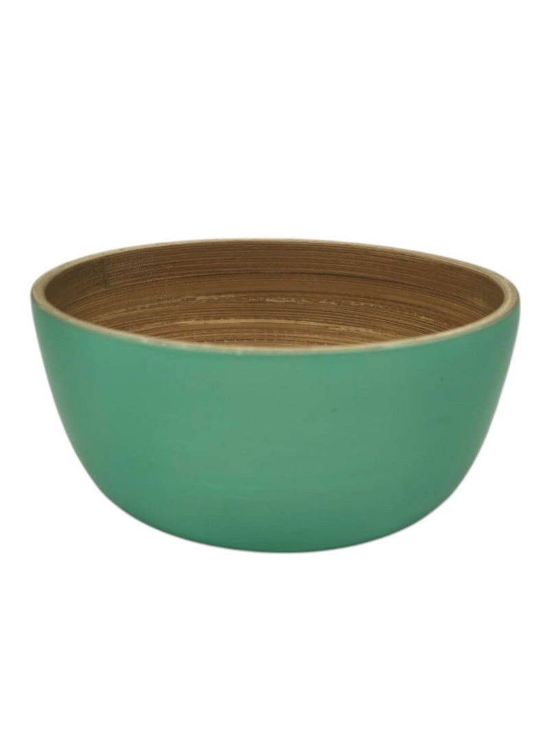 AKDC Modern Bamboo Round Serving Bowl-12cmX6cm-Green&Bamboo - Image 1