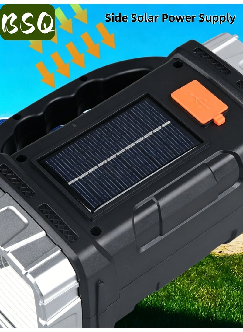 BSQ Solar-Charging Flashlight — Multifunctional LED COB Work Light (Dual Solar & USB Charging) | Waterproof & Dustproof Handheld Spotlight | Ideal for Desert Camping, Off-Road Adventures, Power Outages, and Home Backup Use - Image 5