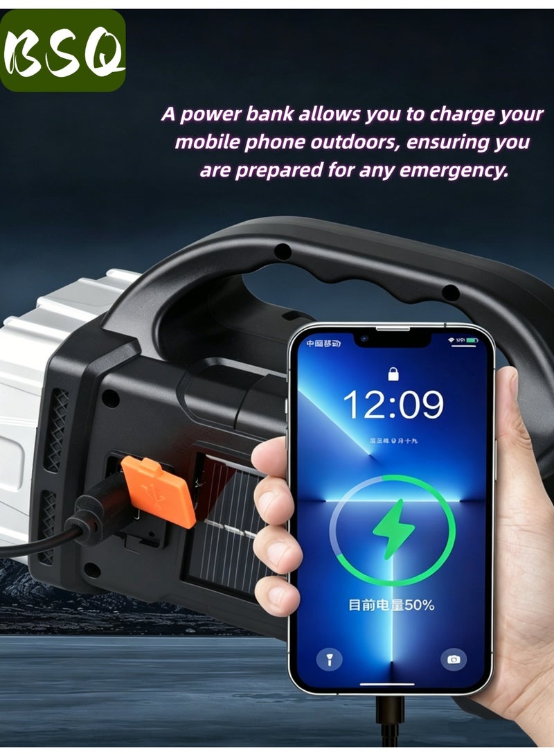 BSQ Solar-Charging Flashlight — Multifunctional LED COB Work Light (Dual Solar & USB Charging) | Waterproof & Dustproof Handheld Spotlight | Ideal for Desert Camping, Off-Road Adventures, Power Outages, and Home Backup Use - Image 3