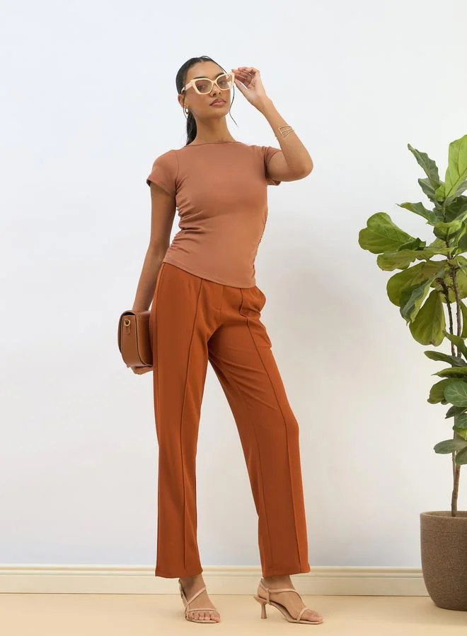 SASSAFRAS Sassafras Women Rust Front Dart Straight Pants