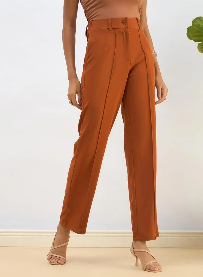 SASSAFRAS Sassafras Women Rust Front Dart Straight Pants