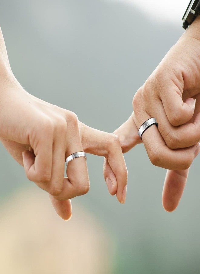 يولوفيدو خواتم Uloveido النسائية للأزواج، مقاس 4 مم، مرصعة بالزركونيا المكعبة، خواتم وعد، خواتم زفاف، هدايا خطوبة، مصنوعة من التيتانيوم والفولاذ المقاوم للصدأ (مقاس 8 للنساء) - Image 2