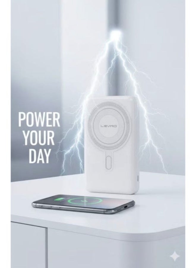 LEVINO 10,000mAh Portable Power Bank | Magnetic Wireless Power Bank 22.5W Fast Charging | Built-In Usb-C and Lightning Integrated Cable,One Usb-C Port, Smart Digital Display,3 In 1 Portable Power Bank for Iphone 17promax/16pro/16/15/14 Series, Samsung, Xiaomi - Image 2
