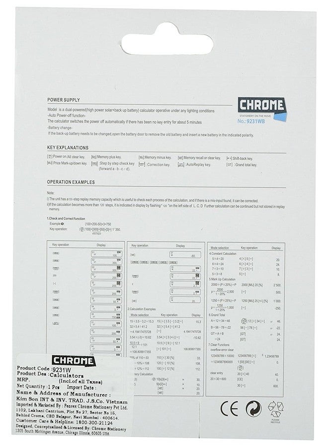 Chrome 9231WB Box -Check & Correct Basic 12 Digits Calculator (Orange) - Image 5