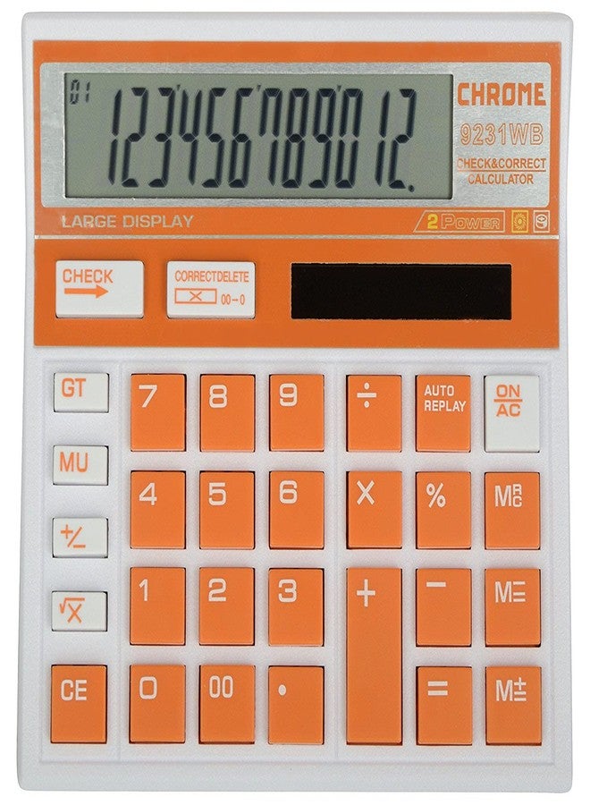 Chrome 9231WB Box -Check & Correct Basic 12 Digits Calculator (Orange) - Image 1