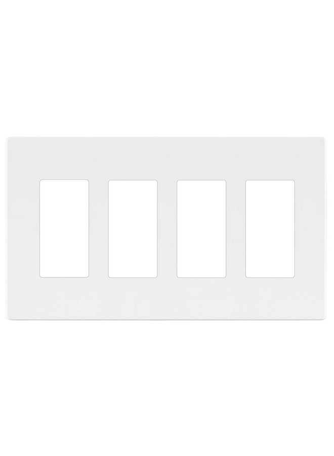 LIDER Matte Finish Quadruple Decorator Switch Cover, Screwless Wall Plate, Mid-Size 4-Gang 4.88" x 8.58", Polycarbonate Thermoplastic, UL Listed, LSWP-34M-W, White - Image 1