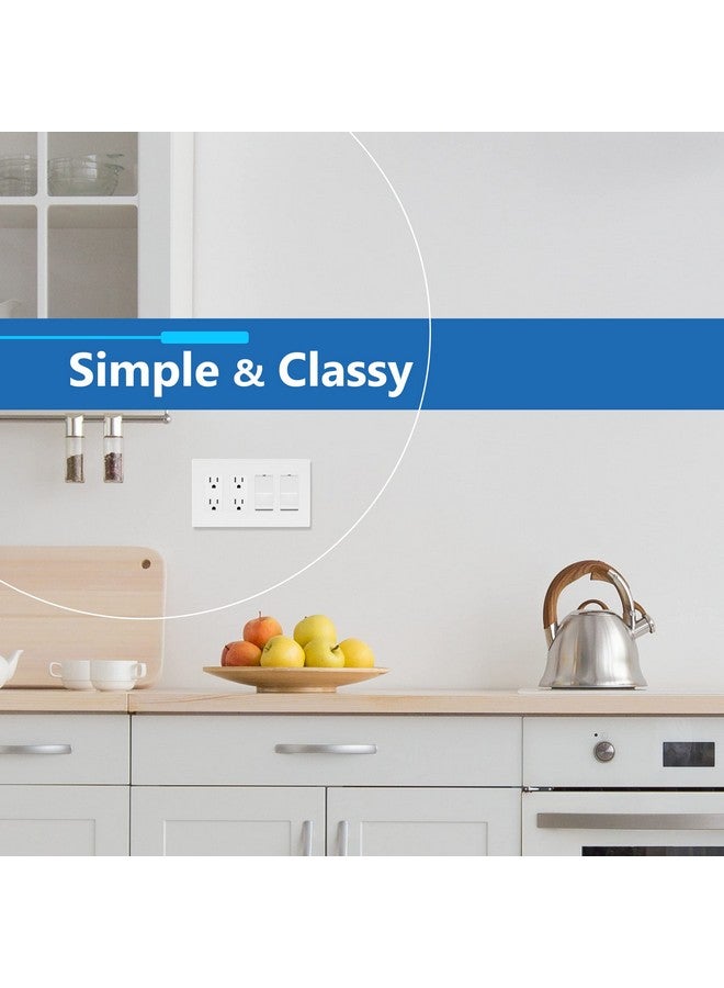 LIDER Matte Finish Quadruple Decorator Switch Cover, Screwless Wall Plate, Mid-Size 4-Gang 4.88" x 8.58", Polycarbonate Thermoplastic, UL Listed, LSWP-34M-W, White - Image 4