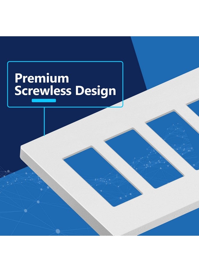 LIDER Matte Finish Quadruple Decorator Switch Cover, Screwless Wall Plate, Mid-Size 4-Gang 4.88" x 8.58", Polycarbonate Thermoplastic, UL Listed, LSWP-34M-W, White - Image 2