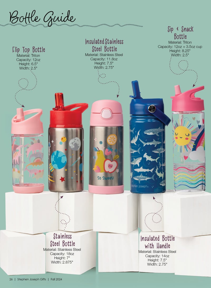 Stephen Joseph زجاجة مياه من الفولاذ المقاوم للصدأ مع مقبض فواكه - Image 3