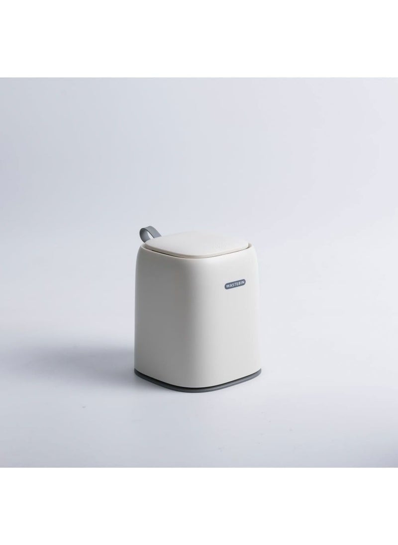 DANUBE HOME - Kitchen Essentials Desktop Trash Can - 1200 ml - Greyish White - 13.8x13.8x16.9 cm - Image 1
