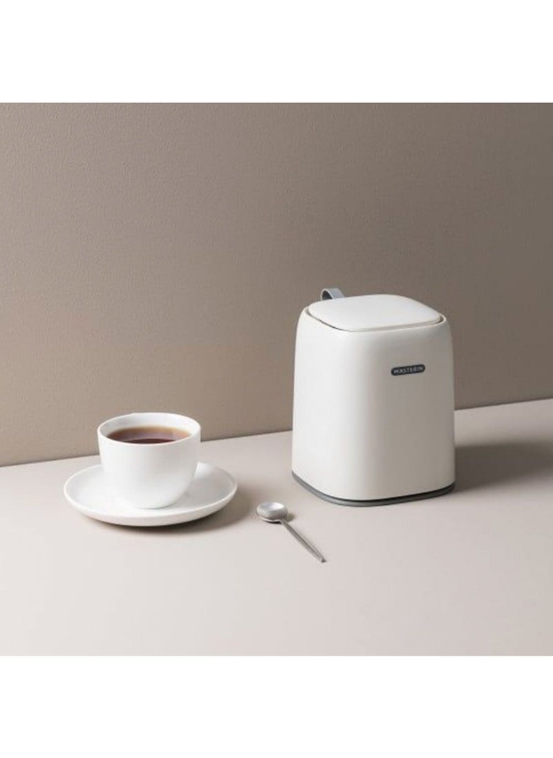 DANUBE HOME - Kitchen Essentials Desktop Trash Can - 1200 ml - Greyish White - 13.8x13.8x16.9 cm - Image 1
