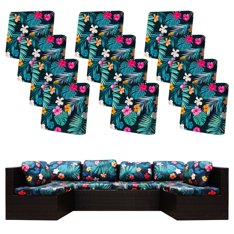 BIETYONE 12 Pcs Stretch Patio Cushion CoversOutdoor Couch Covers ReplacementOutdoor Couch Sofa Slipcoversfor Patio Furniture Cushion CoversWashable Reusable Furniture Protector Summer Night Cover Only - Image 2