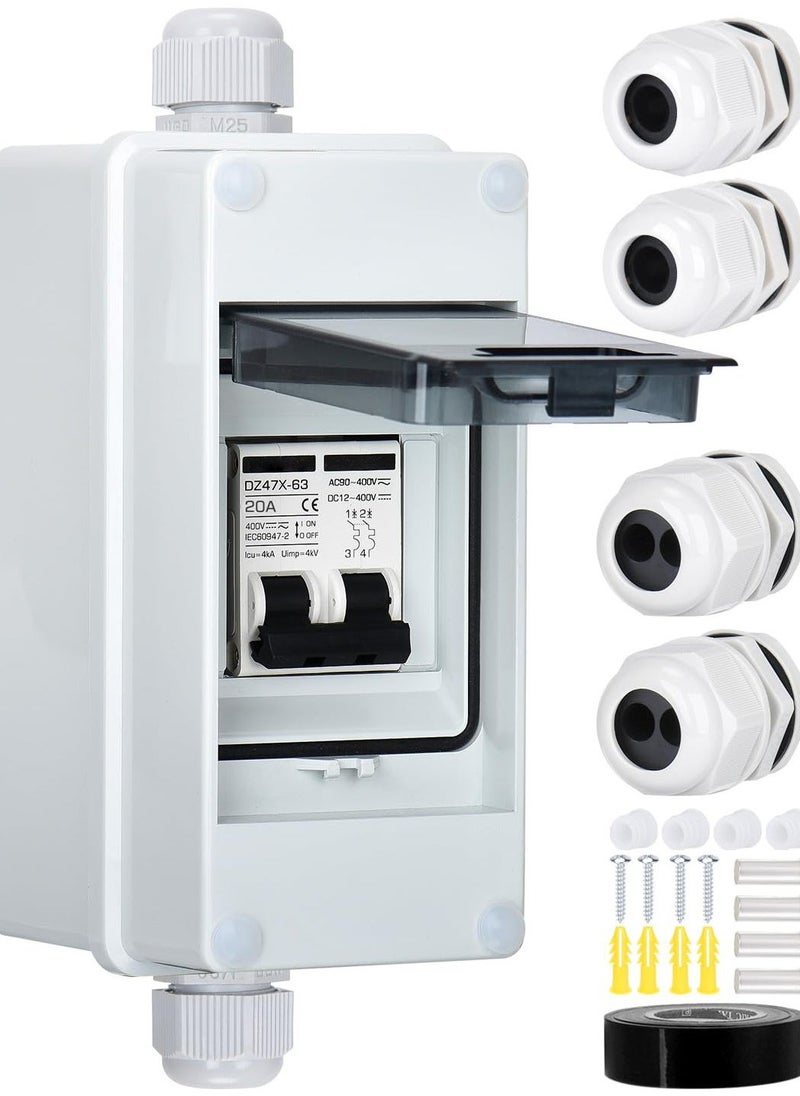 قاطع دائرة 20 أمبير مع صندوق سكة DIN، مفتاح فصل الطاقة الشمسية DC، 400 فولت - Image 1