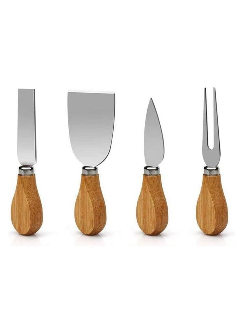 Hihonor Round Cheese Tray and Charcuterie Board Set. Bamboo Round Cheese Board. Charcuterie Cheese Boards. Charcuterie Boards Gift Set. Wood Cheese Board with Knives Set. Charcuterie Party Platter.  - Image 4
