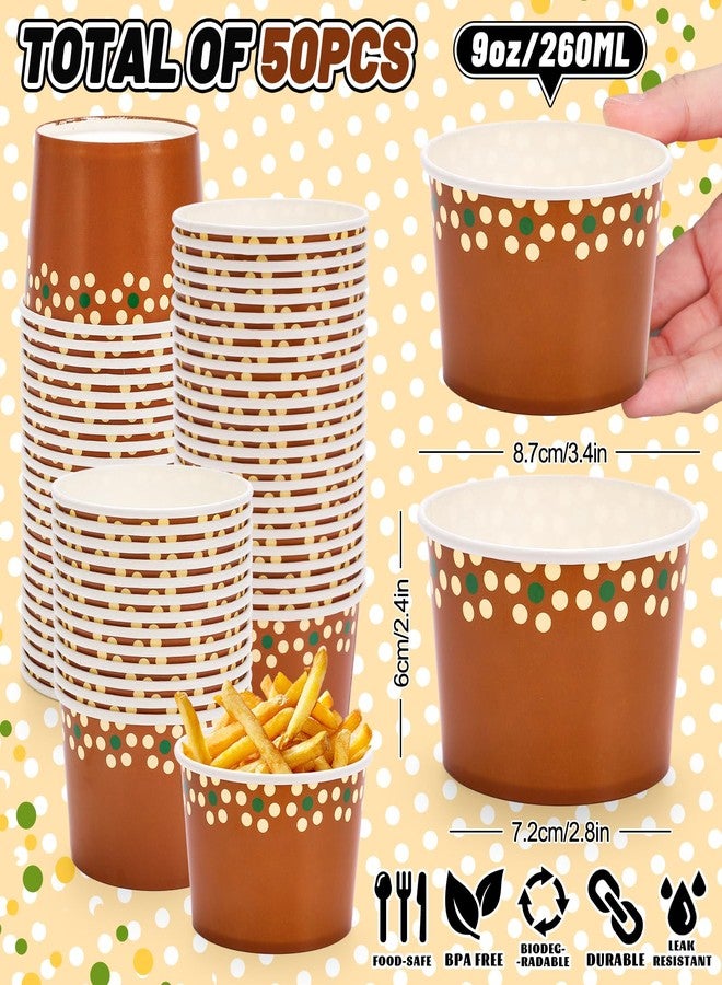 Whaline أكواب حفلات وايليندو 50 قطعة من بارو مكسيكي قابلة للتصرف سعة 9 أونصات من الطين الزخرفي لأطعمة الحلوى مثل الآيس كريم والحلويات لاحتفالات عيد الميلاد - Image 2