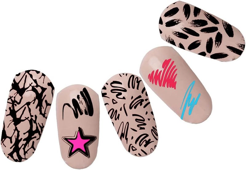 Mezerdoo 1Pcs Graffiti Star Heart Nail Stamping Plates Geometry Striped Stamp Templates Cute Line Sun Image Printing Stencil Big Size Design Nails Art Stamp Mold - Image 4