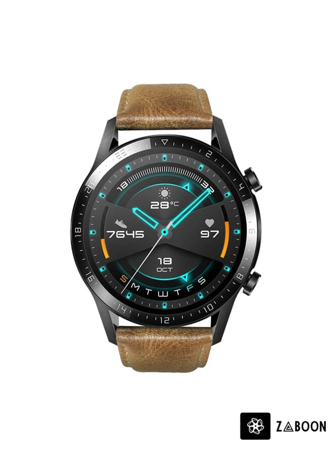 Zaboon سوار ساعة هواوي واتش جي تي 2 46 مم من جلد طبيعي مشمع - Image 2