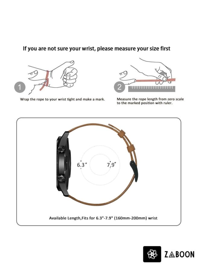 Zaboon سوار ساعة هواوي واتش جي تي 2 46 مم من جلد طبيعي مشمع - Image 4