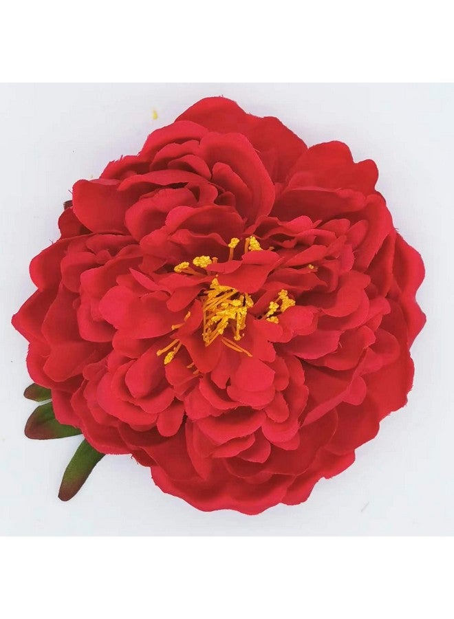 Kriccio Peony Flower Hair Clip Hanfu Hairpin Bridesmaid Pin Up Flower Brooch Party Wedding Decor (One Size Red) - Image 3