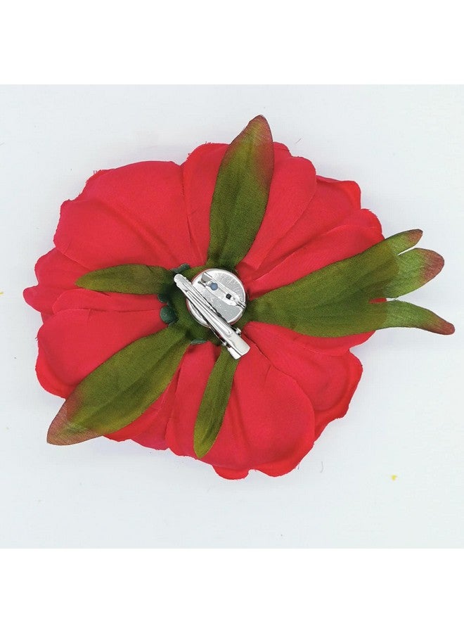 Kriccio Peony Flower Hair Clip Hanfu Hairpin Bridesmaid Pin Up Flower Brooch Party Wedding Decor (One Size Red) - Image 4