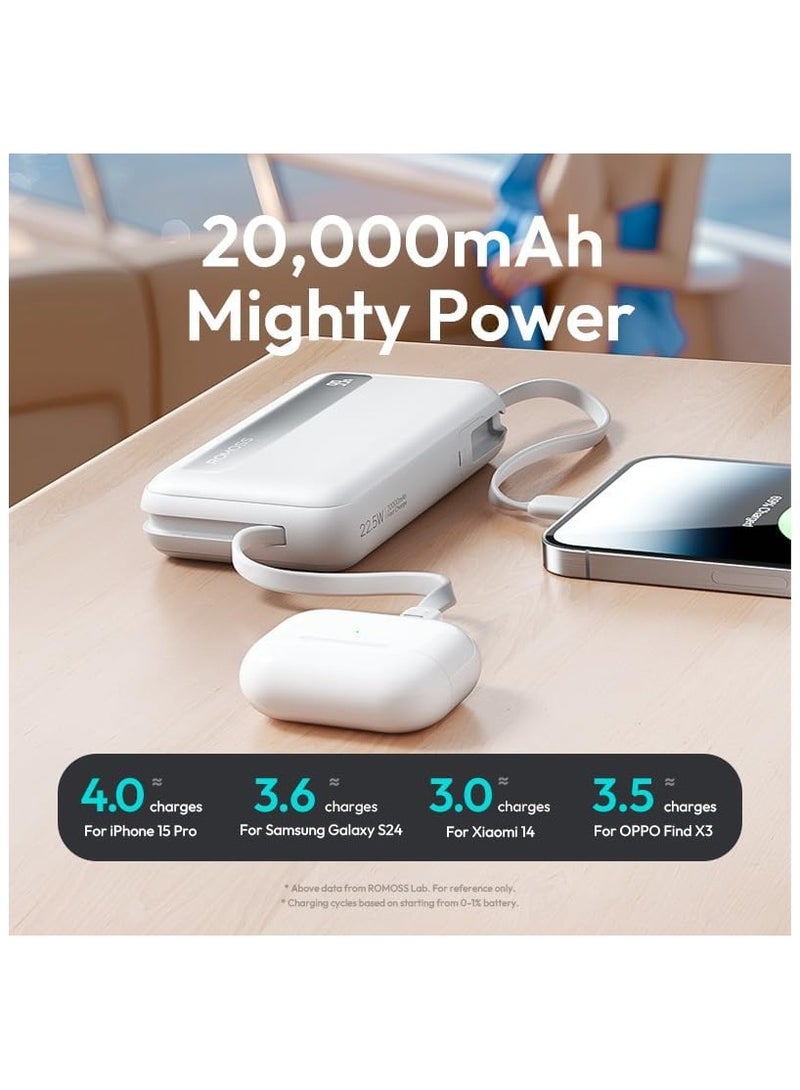 ROMOSS 20000 mAh PPR20 Large Capacity Magentic Power Bank, Portable Charger, Fast Charging Battery Pack Large Capacity, PD22.5W Wired Fast Charging, Screen Display, 4 Outputs, Suitable For iPhone 12-16, Etc White - Image 2