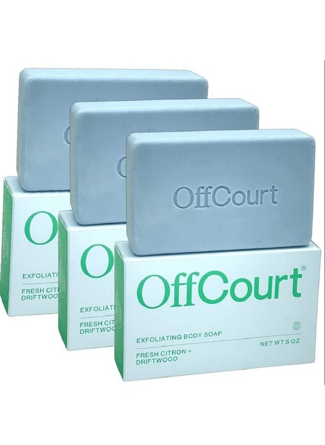 OffCourt - Exfoliating Body Soap Deep Cleansing And Best Exfoliating Soap For Men And Women. Nondrying Bar And Medium Strength Fresh Citrus Scent. For All Skin Types (5Oz 3 Pack) - Image 1