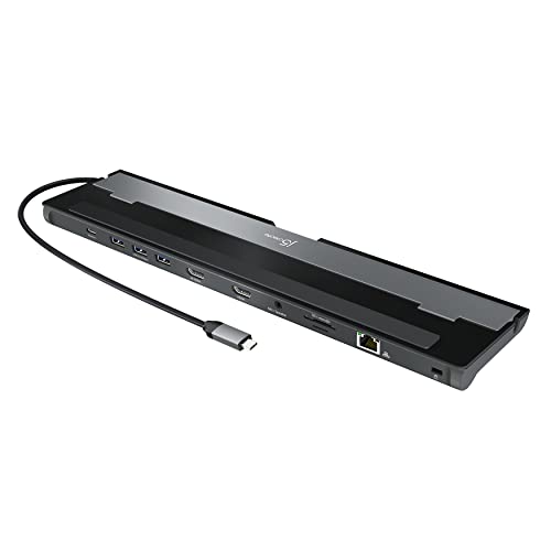 j5create USBC Dual HDMI Docking Station 10in1 4K 1080p Dual HDMI Display 5Gbps USBA x3 SD Card Reader PD 100W RJ45 Ethernet Combo Audio Jack for MacBook and Windows Laptop JCD542 - Image 1