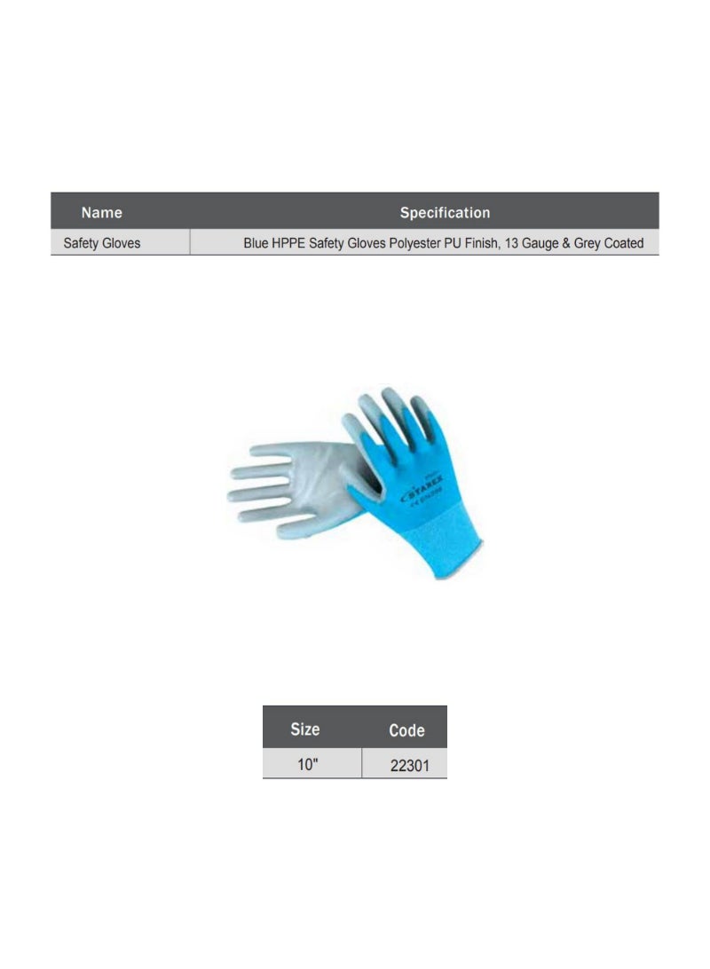 قفازات ستاريكس السلامة 10" 13G بوليستر PU رمادي مطلي ST22301