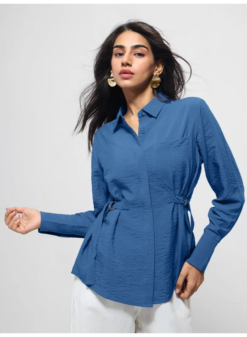 The Souled Store Buckle Shirt: Cobalt