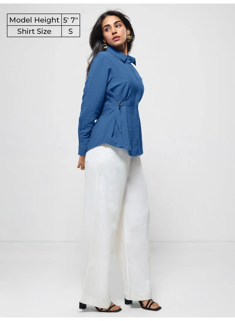 The Souled Store Buckle Shirt: Cobalt